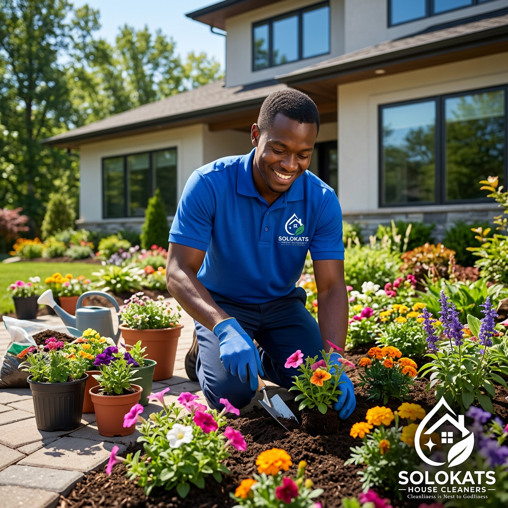 Flower planting and garden care